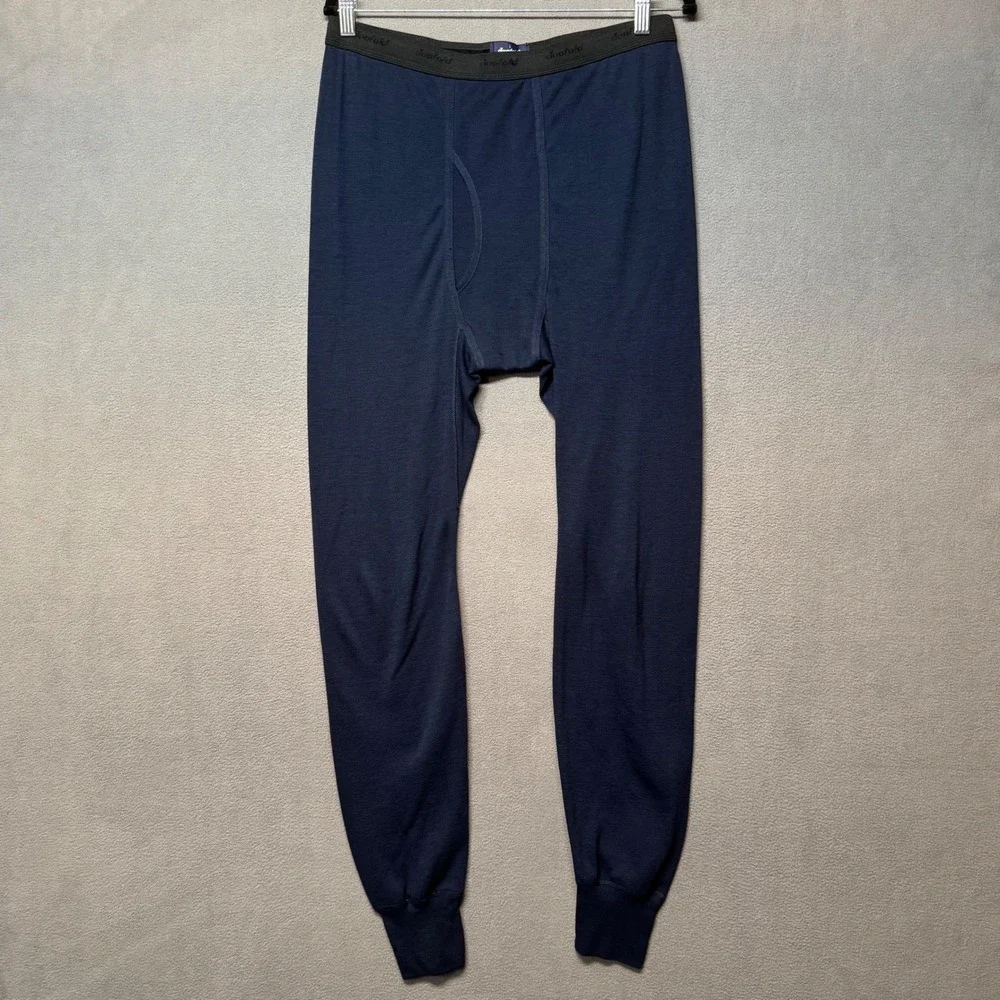 Vintage Duofold Thermal Long John Pant Baselayer Wool Blend L Navy Blue Outdoors